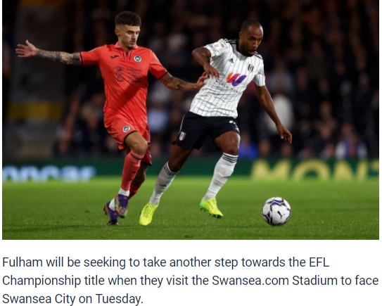 关于富勒姆力克斯旺西城，降级形势稍有缓解的信息